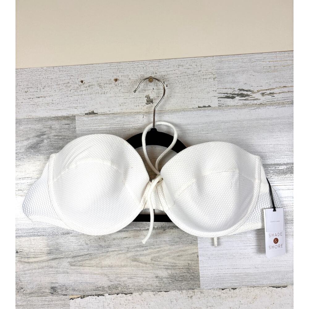 Shade & Shore Womens 36D White Pearl Halter Wired Bikini Swim Top Beach NWT